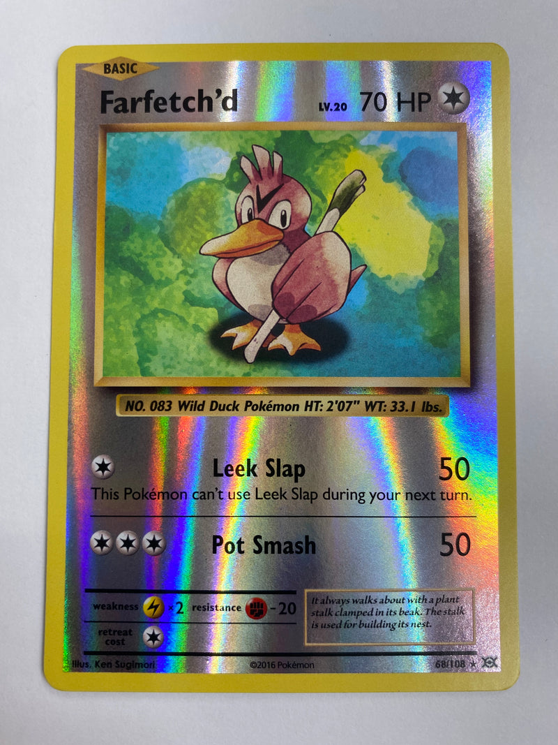 Farfetch'd 68/108  Reverse Holo Pokemon Card Near Mint
