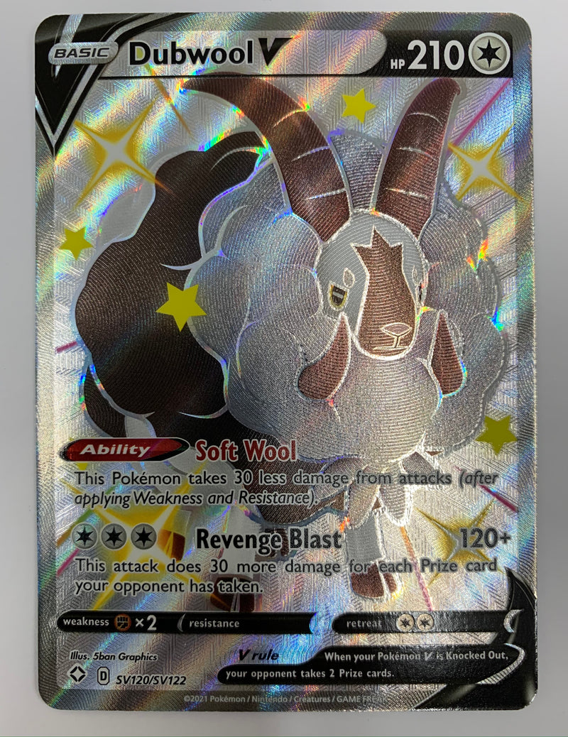 Dubwool V SV120/SV122 Pokemon Shining Fates Shiny Full Art Holo Rare N Dubwool V SV120/SV122 Pokemon Shining Fates Shiny Full Art Holo Rare N