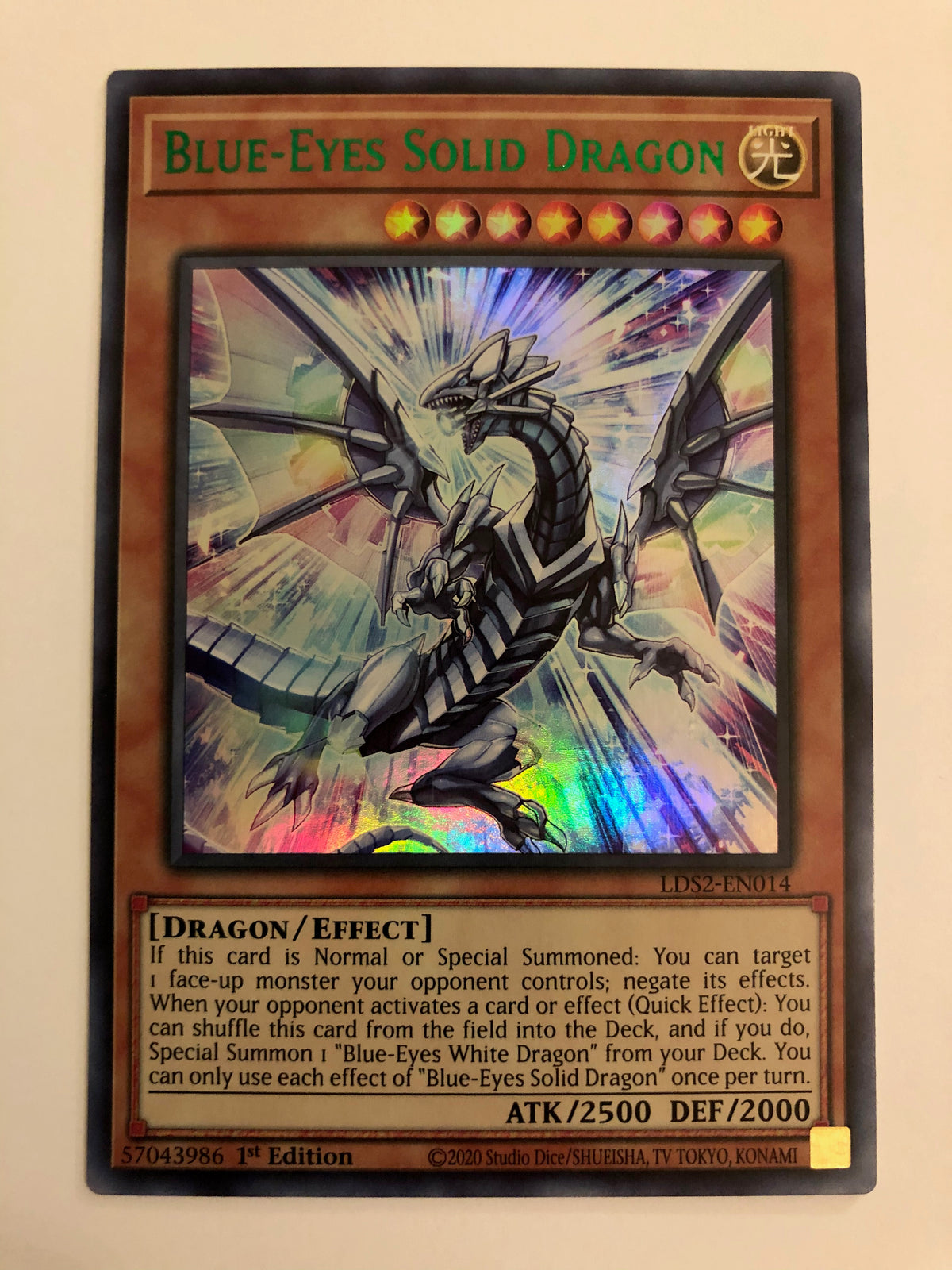 Yugioh Blue-Eyes Solid Dragon LDS2-EN014 1st Edition Green Ultra Rare