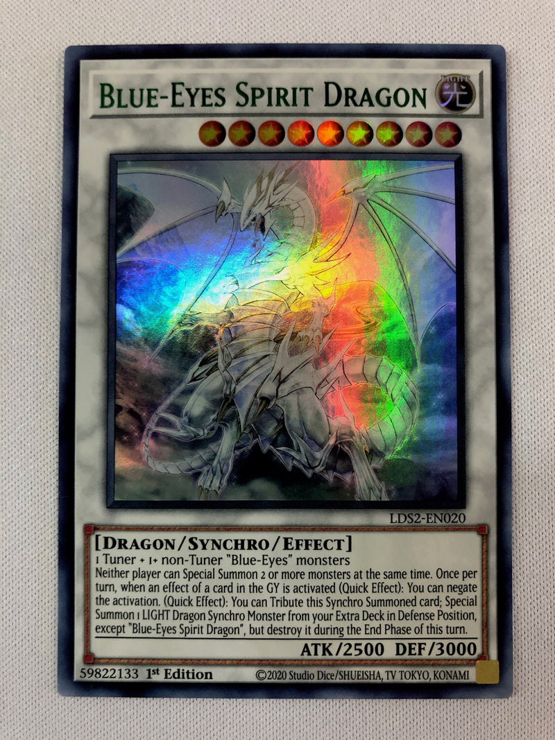 Yugioh Blue-Eyes Spirit Dragon LDS2-EN020 1st Edition Green Ultra Rare Near Mint
