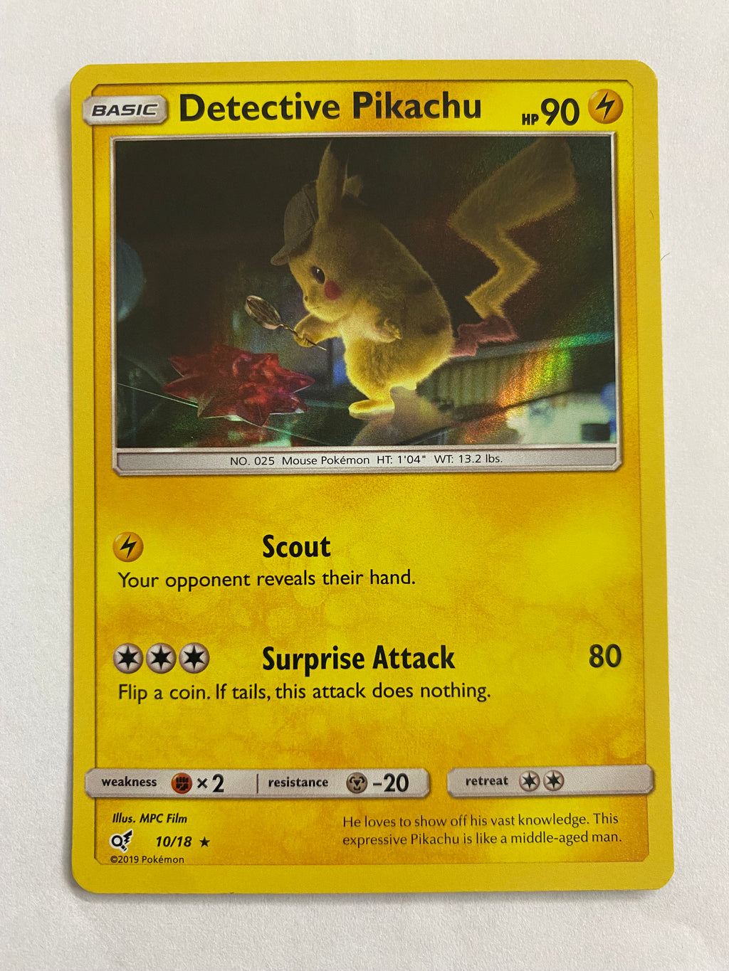 Detective Pikachu 10/18 Pokemon Detective Pikachu Card Holo Rare Near Detective Pikachu 10/18 Pokemon Detective Pikachu Card Holo Rare Near