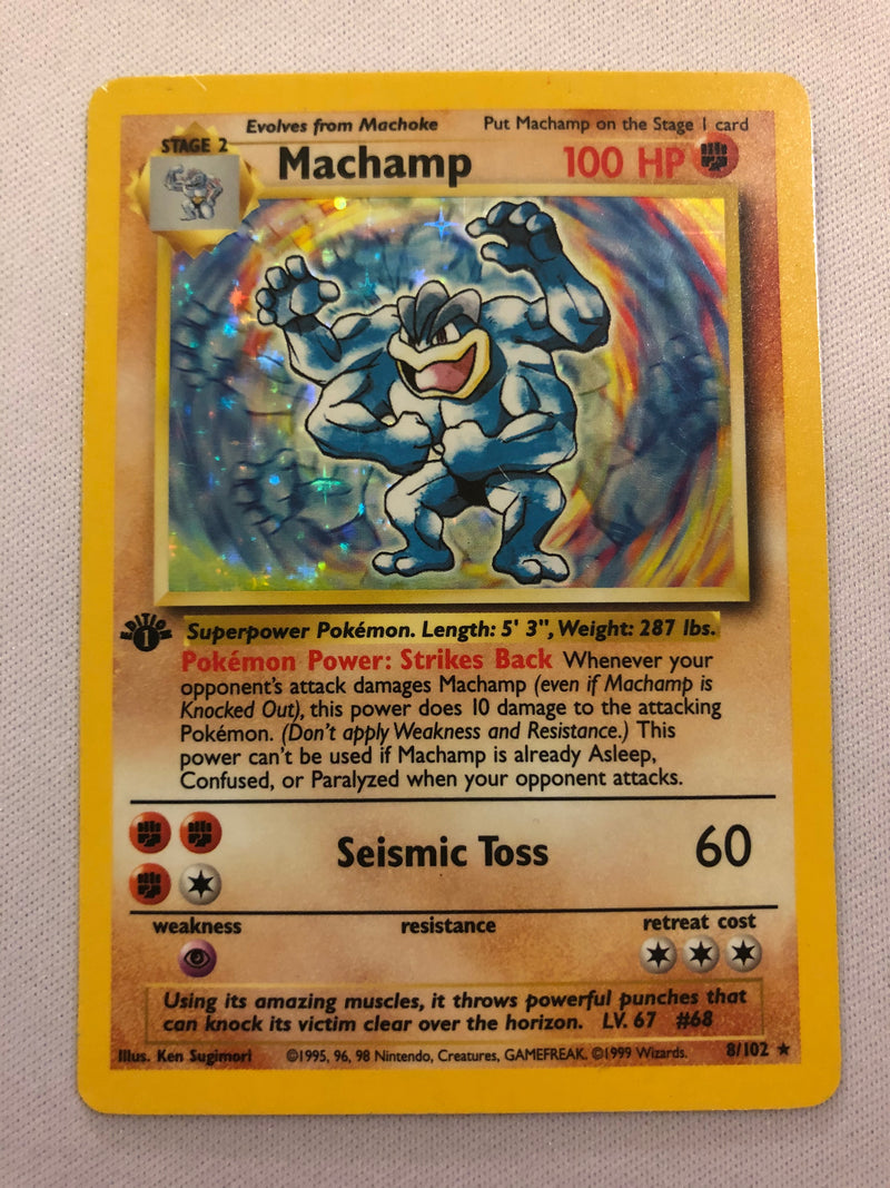 Machamp 8/102 Base Set Holo Rare 1st Edition Pokemon Card Near Mint/Excellent