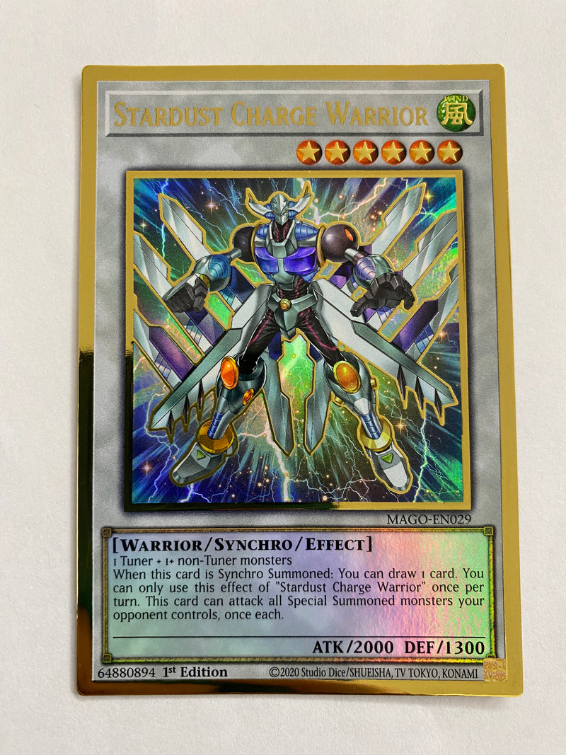 Yugioh Stardust Charge Warrior MAGO-EN029 Premium Gold Rare 1st Edition NM