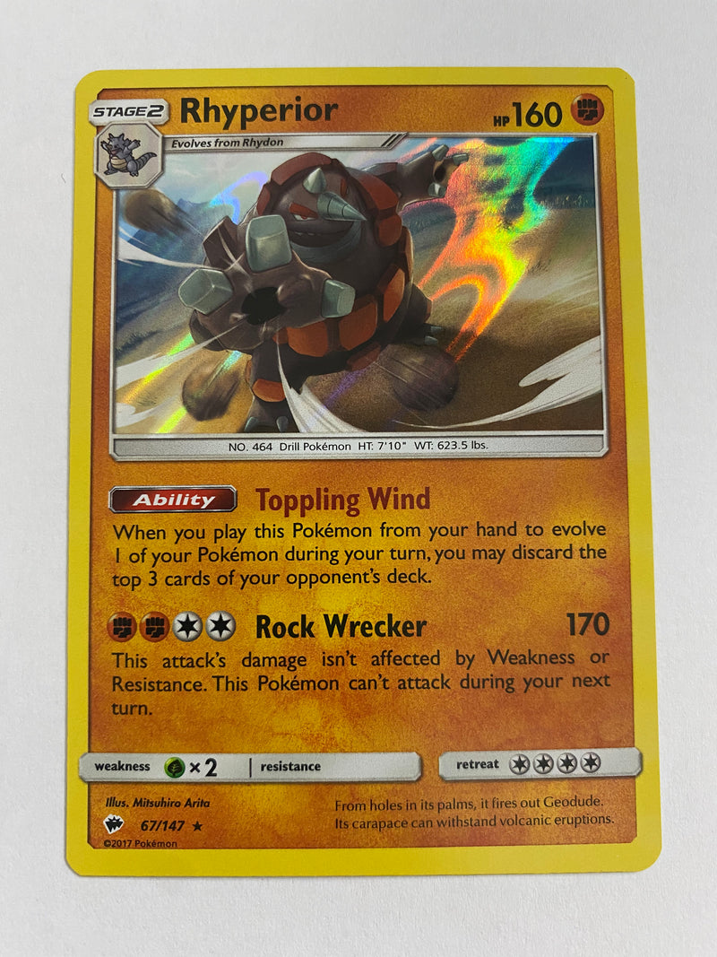 Rhyperior 67/147 Holo Rare Pokemon Card Near Mint