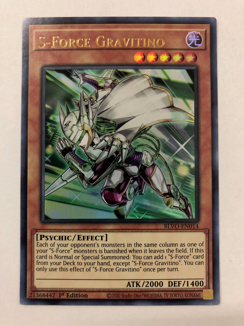 Yugioh S-Force Gravitino BLVO-EN014 1st Edition Ultra Rare Near Mint Yugioh S-Force Gravitino BLVO-EN014 1st Edition Ultra Rare Near Mint
