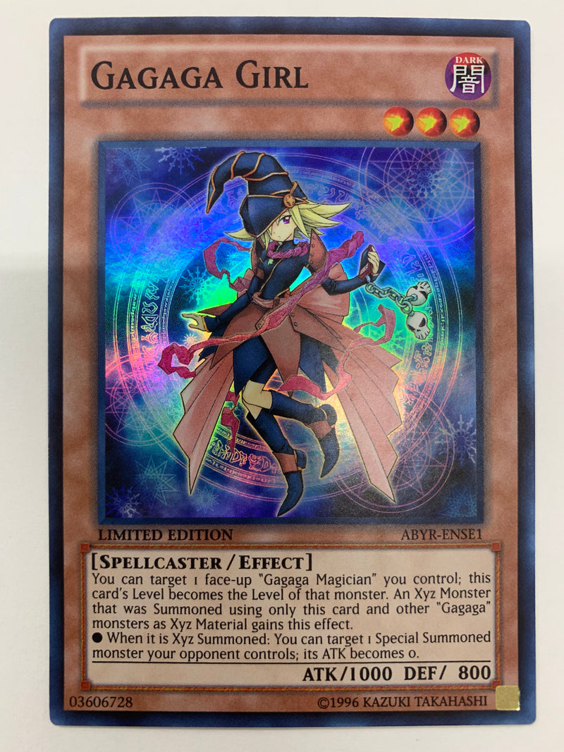 yugioh card gagaga magician Gagaga Girl ABYR-ENSE1 Super Rare Limited Edition Yugioh Card Near Min