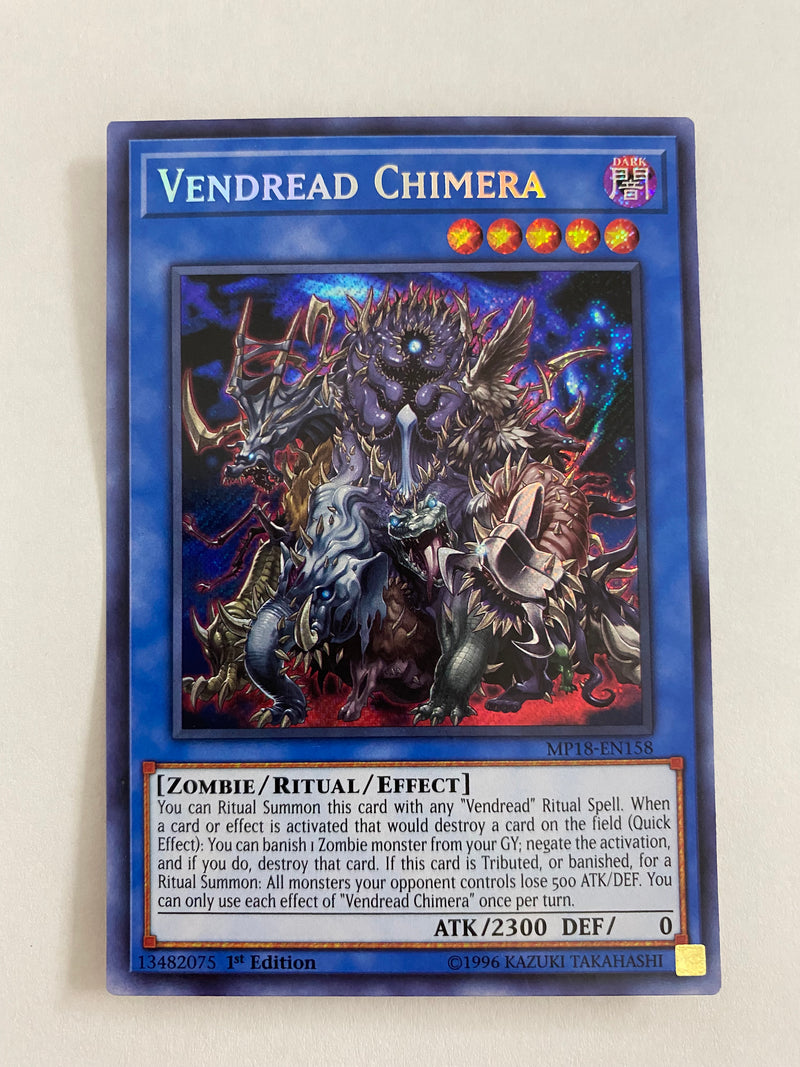 Yugioh Vendread Chimera MP18-EN158  Secret Rare 1st Edition Naer Mint