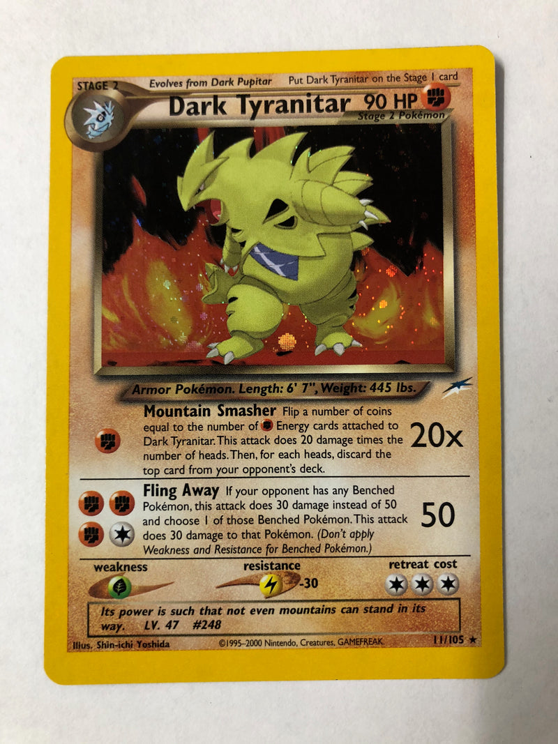 Dark Tyranitar 11/105 Holo Rare Neo Destiny Pokemon Card Near Mint Dark Tyranitar 11/105 Holo Rare Neo Destiny Pokemon Card Near Mint