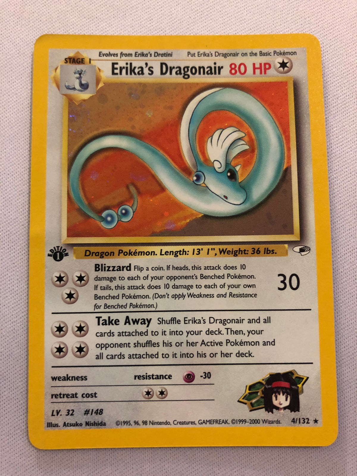 erika's dragonair pokemon card value Erika's Dragonair 4/132 Gym Heroes 1st Edition Holo Rare Pokemon Card
