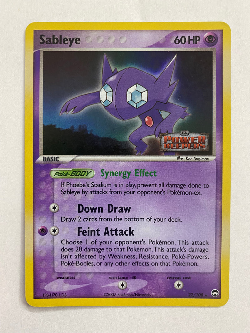 Sableye 22/108 Holo Rare Stamped Power Keepers Pokemon Card Naer Mint