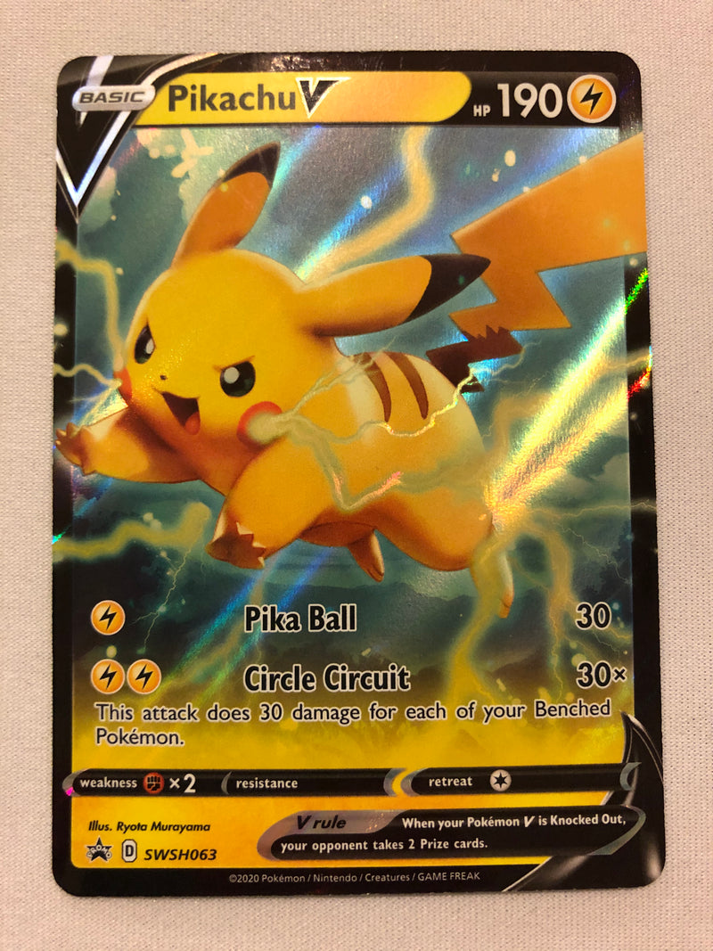 v star black pokemon card Pikachu V SWSH063 SWSH Black Star Promo Holo Pokemon Card Near Mint