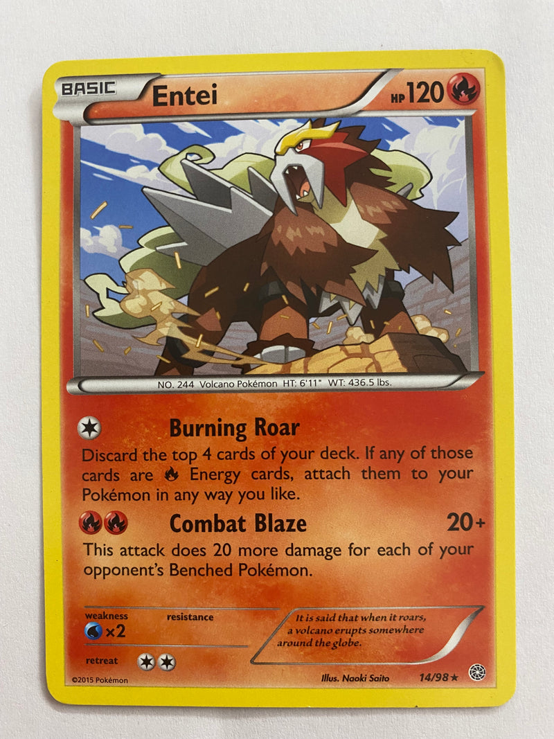 Entei  14/98 Rare  Ancient Origins Pokemon Card Near Mint