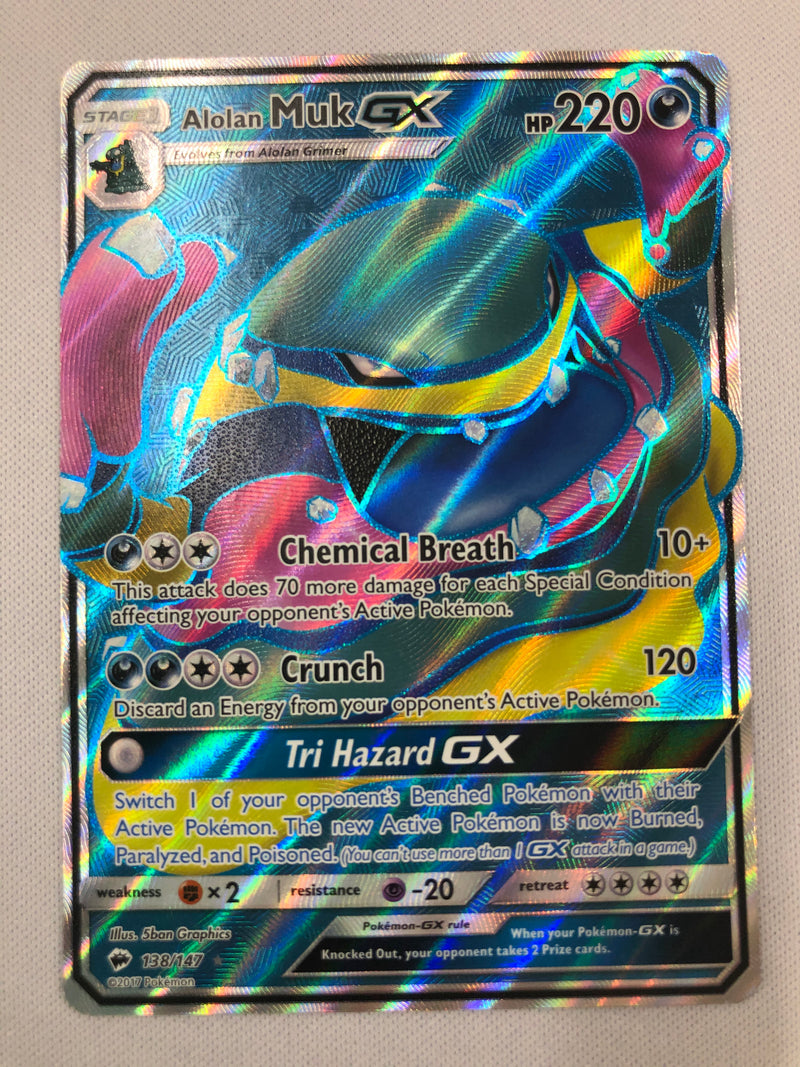 Alolan Muk GX 138/147 Full Art Holo Rare Burning Shadows Pokemon Card Alolan Muk GX 138/147 Full Art Holo Rare Burning Shadows Pokemon Card