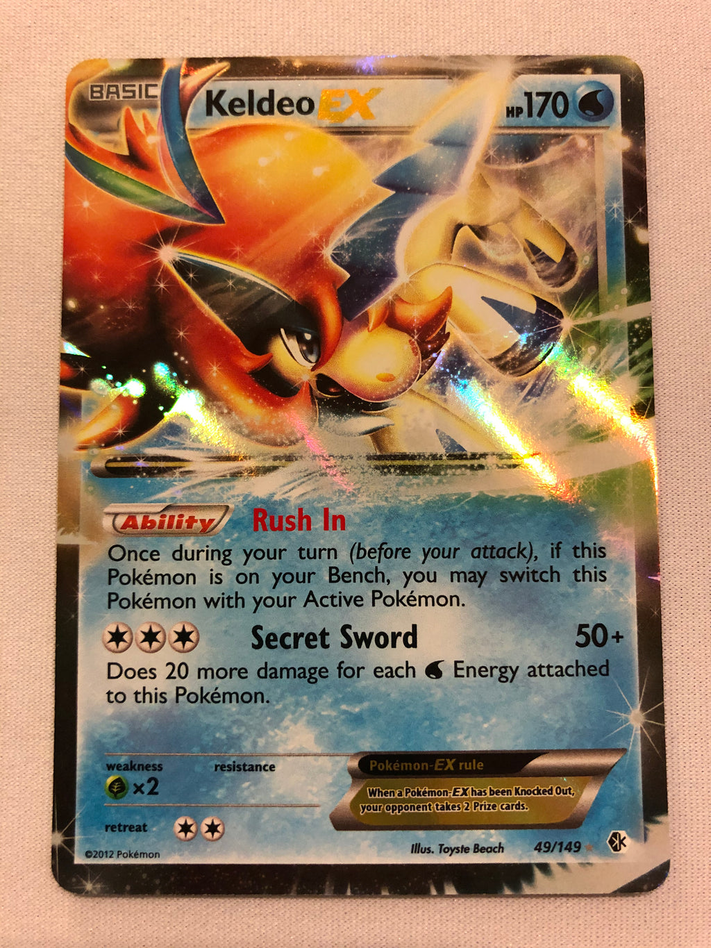 pokemon card keldeo Keldeo EX 49/149 Holo Ultra Rare XY Boundaries Crossed Pokemon Card Ne