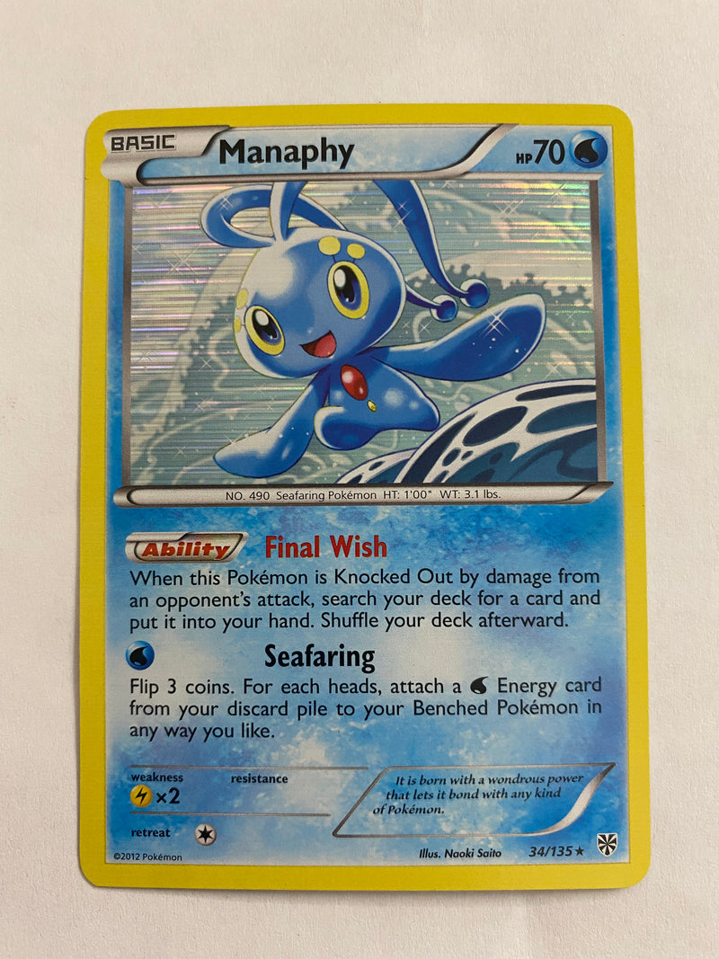 Manaphy 34/135 Holo Rare Pokemon Card Near Mint Manaphy 34/135 Holo Rare Pokemon Card Near Mint