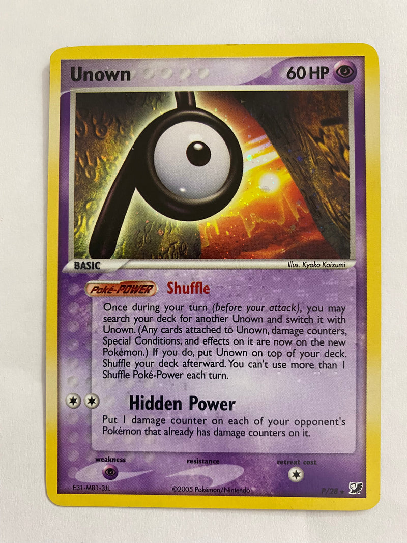 are unown pokemon cards rare Unown P/28 Holo Rare Pokemon Card Near Mint