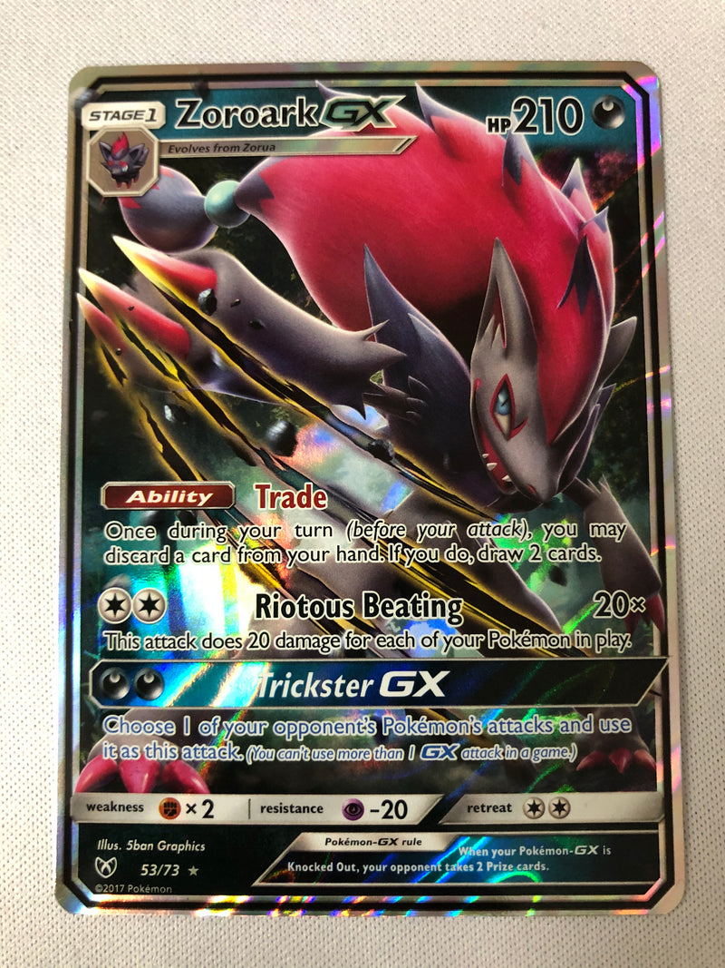 pokemon shining legends rare cards Zoroark GX 53/73 Shining Legends Holo Ultra Rare Pokemon Card Near Min