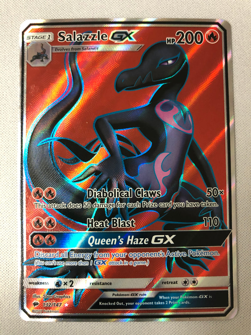 salazzle gx pokemon card value Salazzle GX 132/147 Holo Ultra Rare Burning Shadows Pokemon Card Near