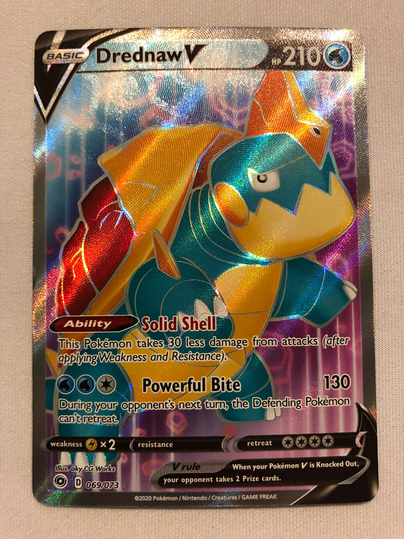 Drednaw V 069/073 Champion's Path Holo Ultra Rare Full Art Pokemon Car Drednaw V 069/073 Champion's Path Holo Ultra Rare Full Art Pokemon Car