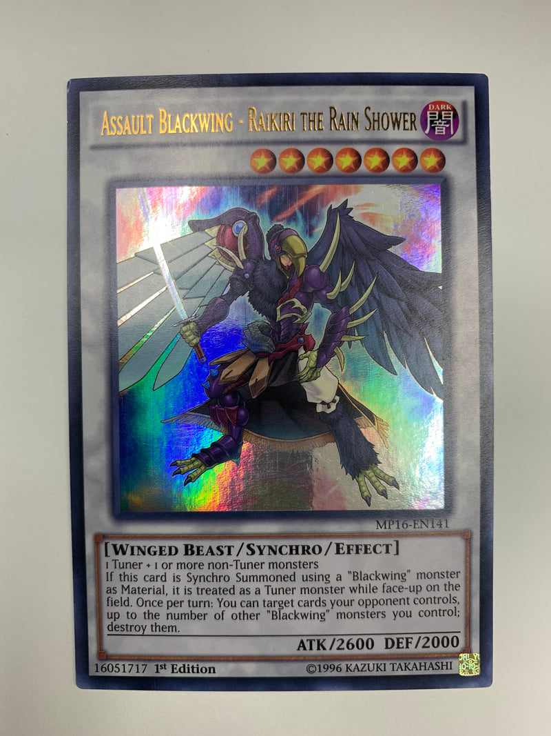 Assault Blackwing- Raikiri the Rain Shower MP16-EN141 1st Edition Ultra Rare NM