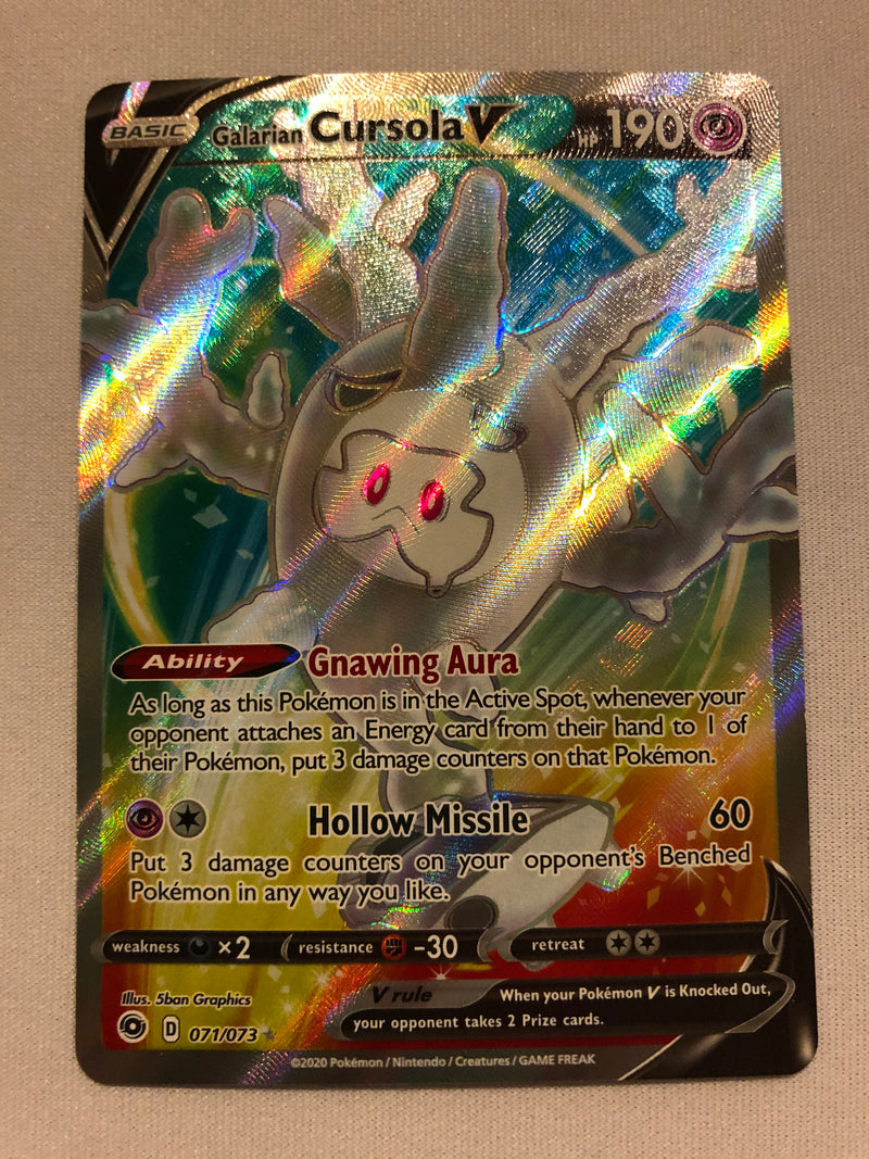 Galarian Cursola V 071/073 Champion's Path Holo Ultra Rare Full Art Pokemon Card NM