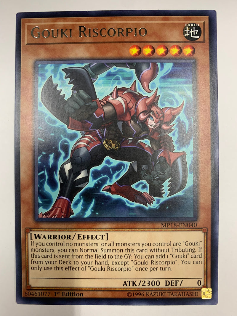 Gouki Riscorpio MP18-EN040 Rare 1st Edition YuGiOh TCG NM Gouki Riscorpio MP18-EN040 Rare 1st Edition YuGiOh TCG NM