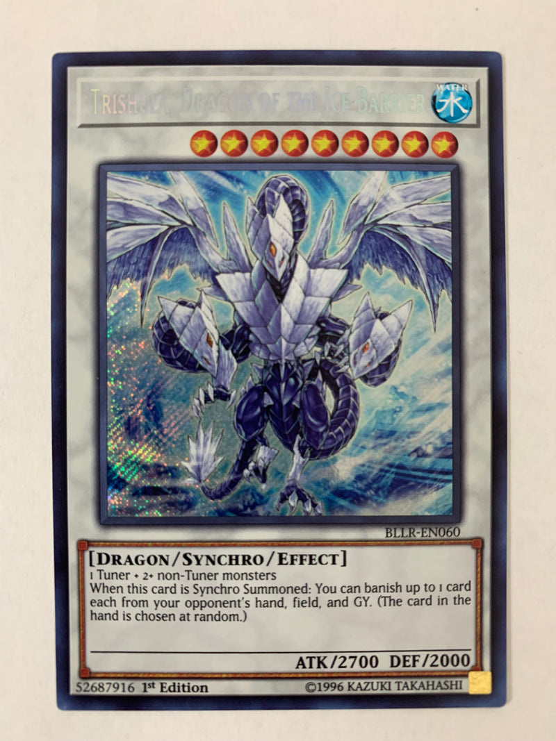 Trishula, Dragon of the Ice Barrier BLLR-EN060 1st Edition Secret Rarer Near Mint