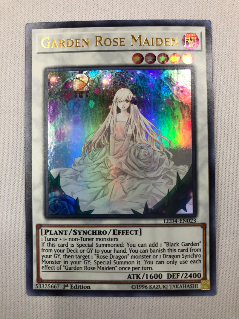 Yugioh Garden Rose Maiden LED4-EN023 Ultra Rare 1st Edition Near Mint Yugioh Garden Rose Maiden LED4-EN023 Ultra Rare 1st Edition Near Mint