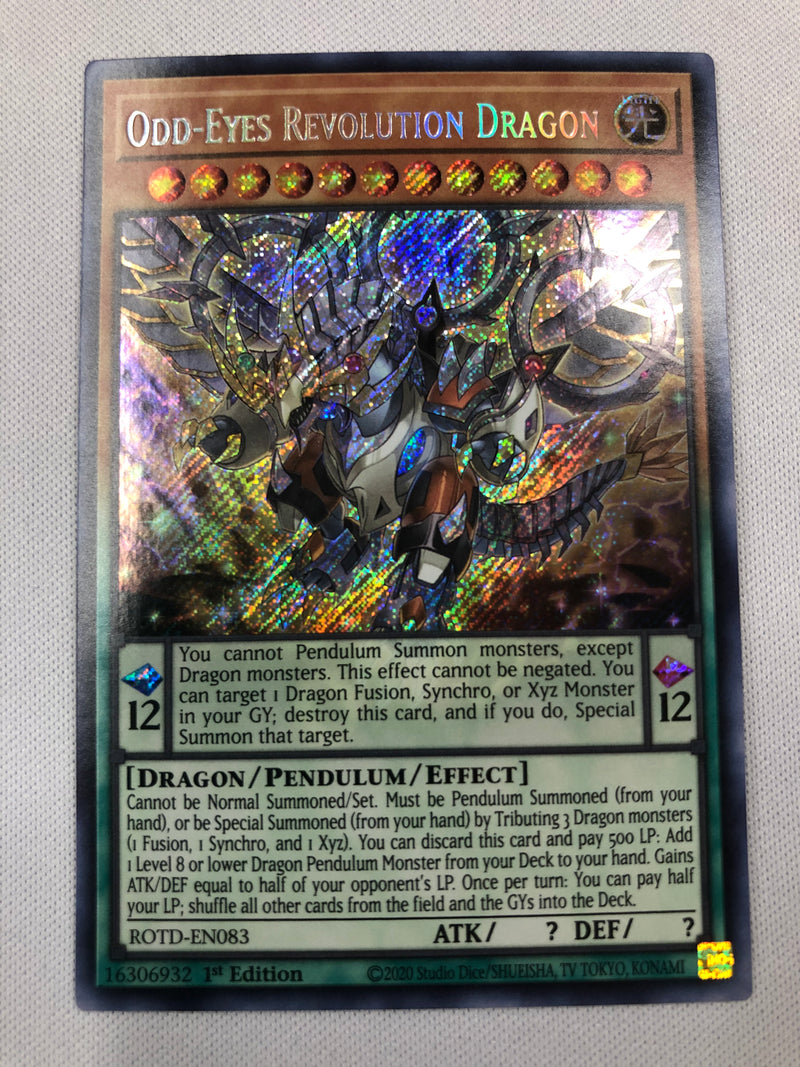 Yugioh Odd-Eyes Revolution Dragon ROTD-EN083 Secret Rare 1st Edition Near Mint