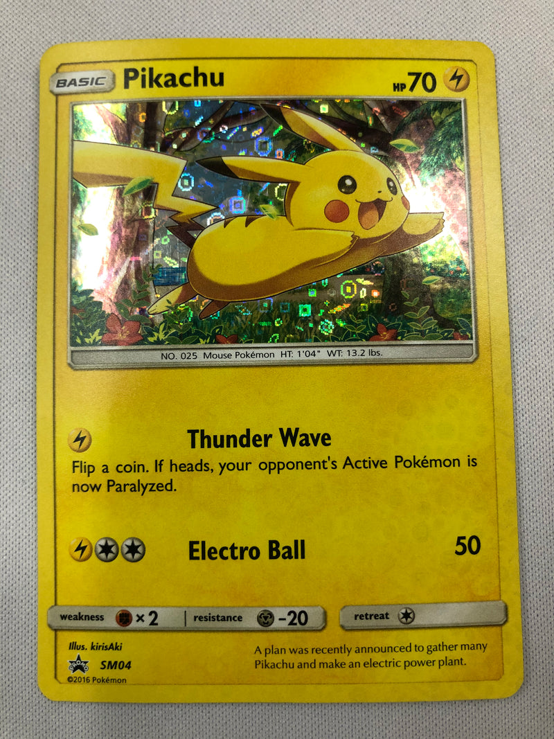 Pikachu SM04 Thunder Wave Holo Rare Black Star Promo Pokemon Card Near Mint