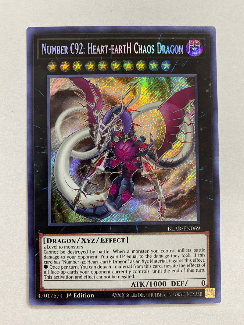 Yugioh Number C92: Heart-eartH Chaos Dragon Secret BLAR-EN069 1st Ed NM