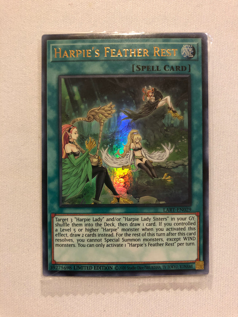 yugioh harpie deck 2020 Yugioh Harpie's Feather Rest LART-EN029 Ultra Rare Limited Edition Min