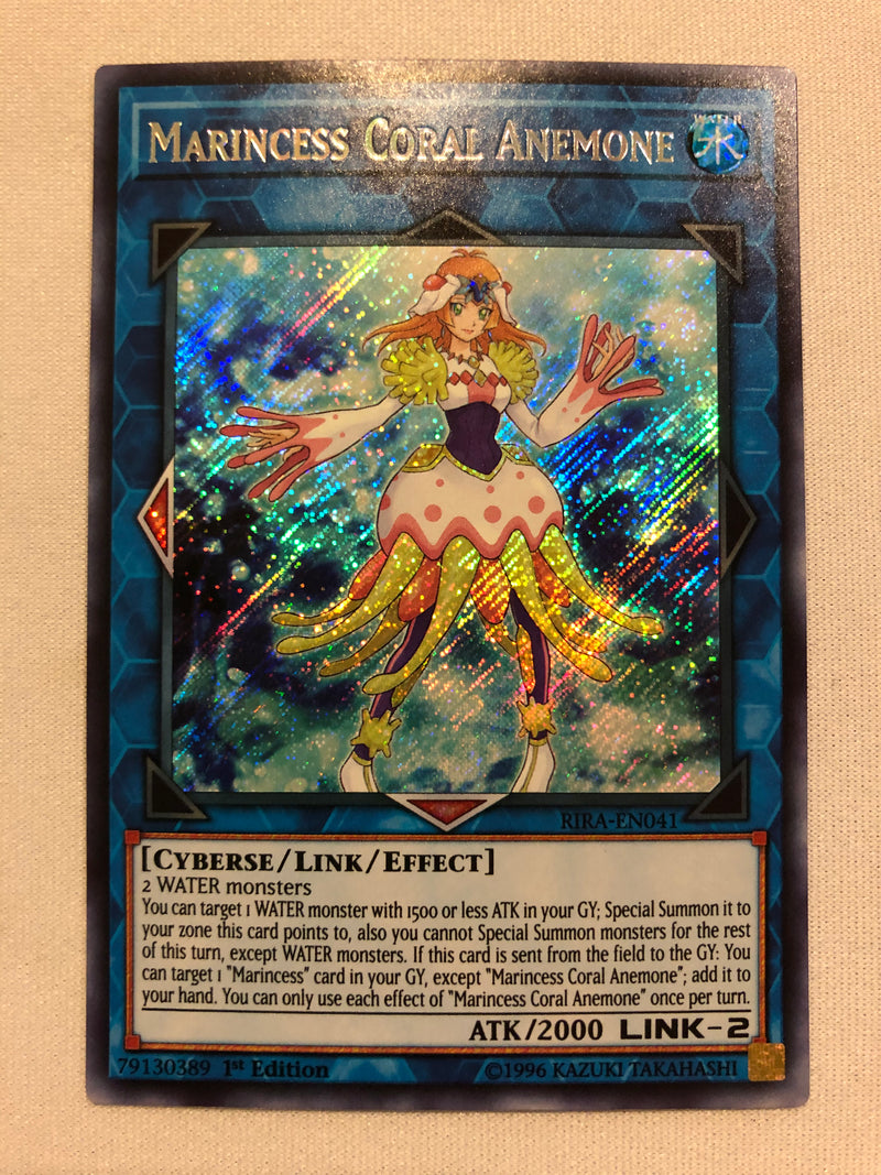 yugioh marincess cards Yugioh Marincess Coral Anemone RIRA-EN041 Secret Rare 1st Edition Near