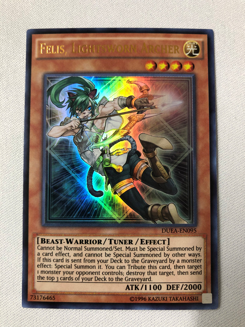 Yugioh Felis, Lightsworn Archer DUEA-EN095 Ultra Rare Unlimited Edition Near Mint
