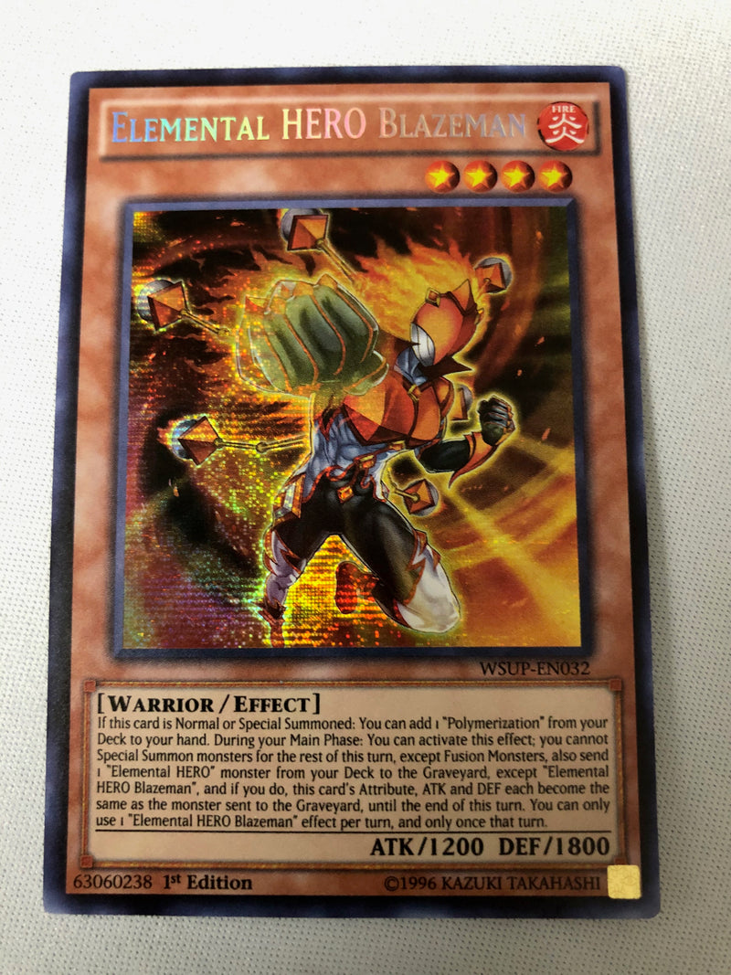 Yugioh Elemental HERO Blazeman WSUP-EN032 Prismatic Secret Rare 1st NM
