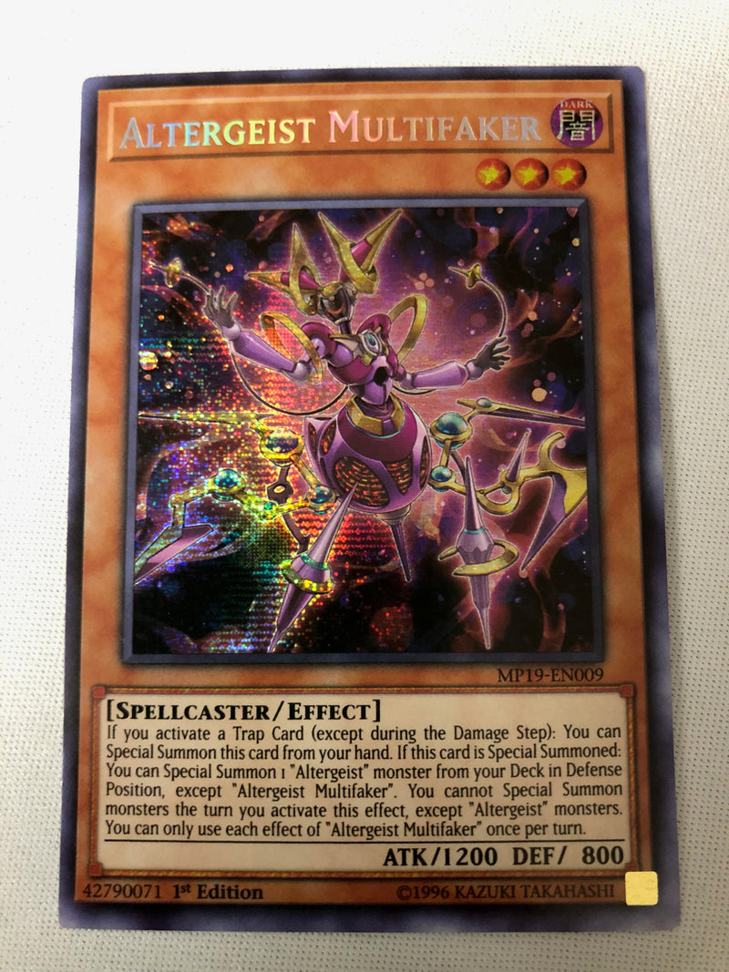Yugioh Altergeist Multifaker  MP19-EN009 1st Edition Prismatic Secret Rare NM