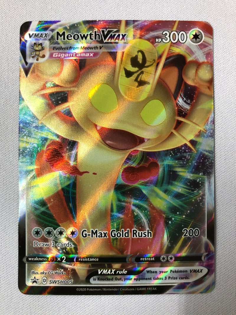 Meowth VMax SWSH005 Full Art Holo Ultra Rare Holo Rare Near Mint Meowth VMax SWSH005 Full Art Holo Ultra Rare Holo Rare Near Mint