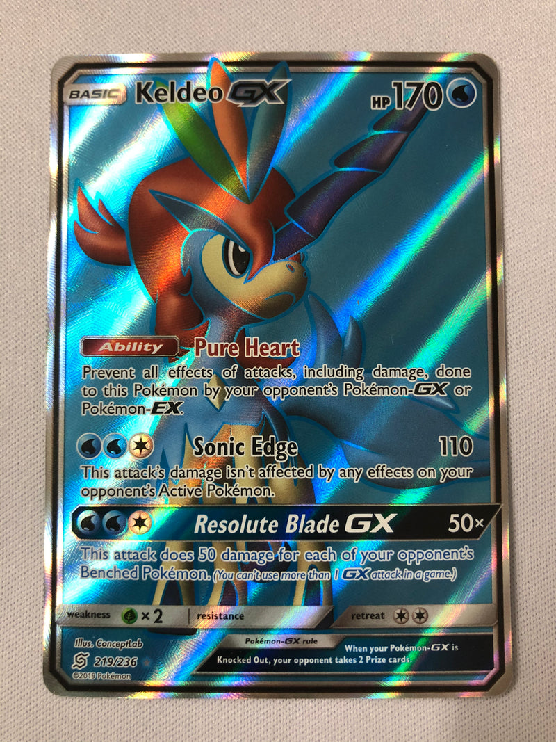 Keldeo GX 219/236 Unified Minds Full Art Ultra Rare Pokemon Card Near Keldeo GX 219/236 Unified Minds Full Art Ultra Rare Pokemon Card Near