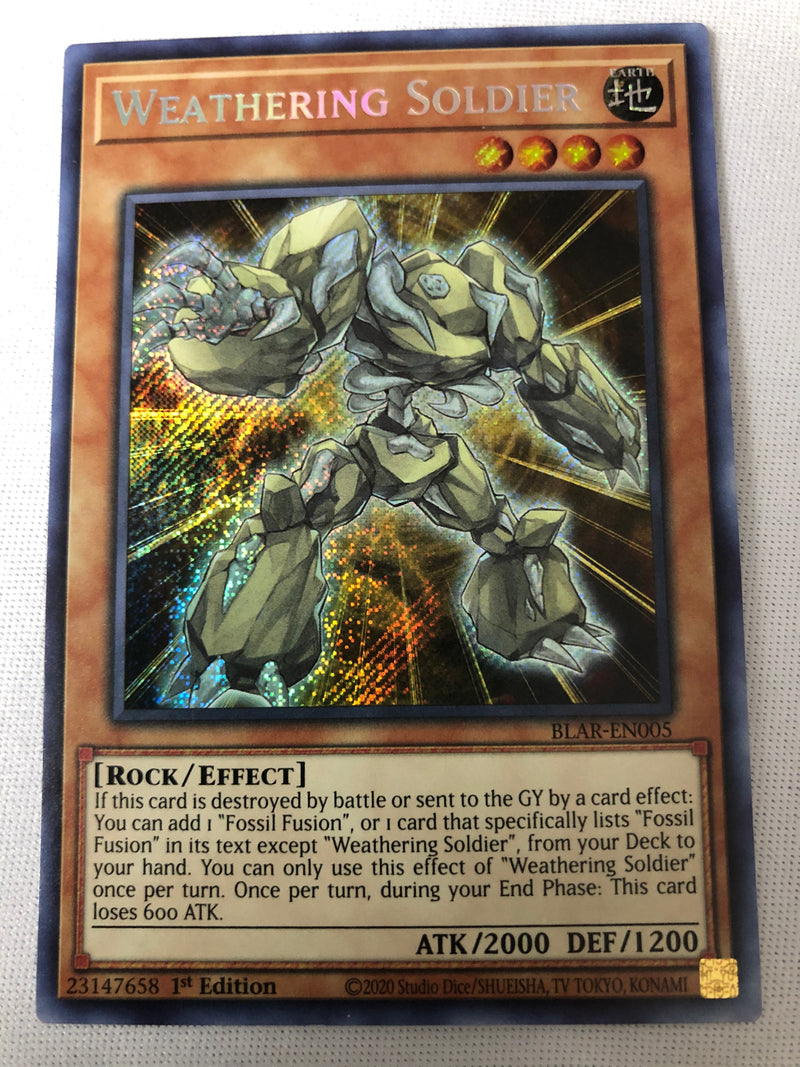 Yugioh Weathering Soldier Secret Rare BLAR-EN005 1st Edition Secret Ra Yugioh Weathering Soldier Secret Rare BLAR-EN005 1st Edition Secret Ra