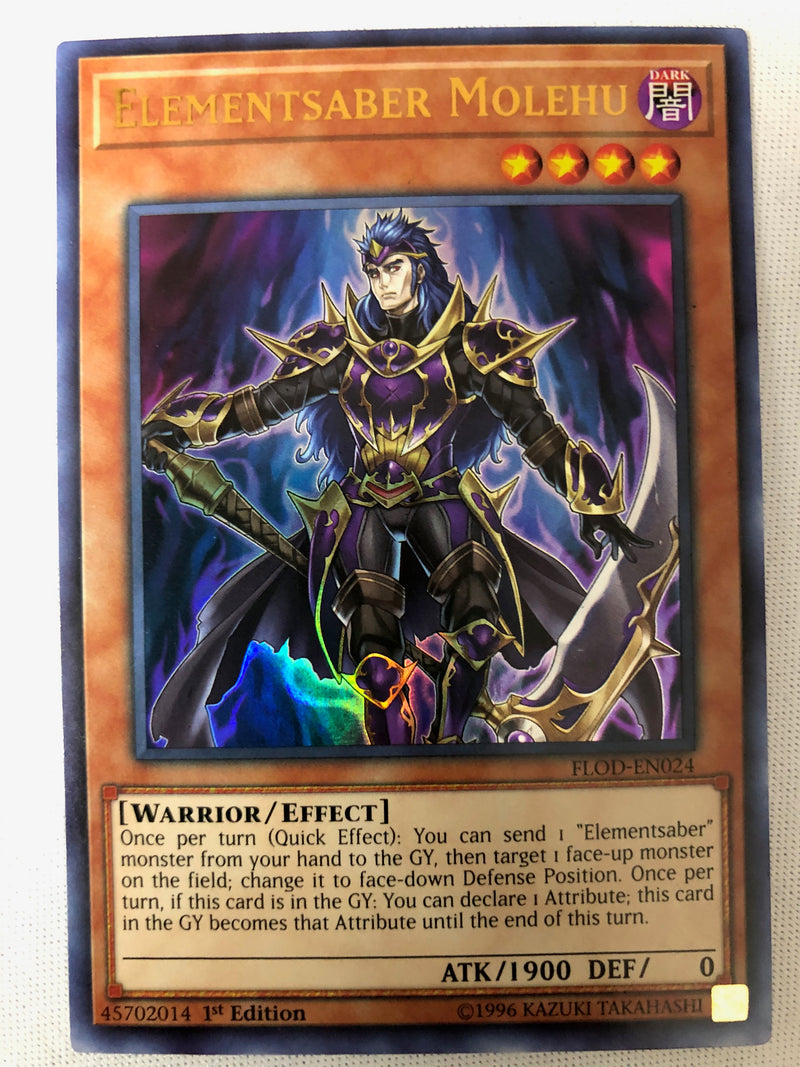 Yugioh Elementsaber Molehu FLOD-EN024 Ultra Rare 1st Edition Near Mint
