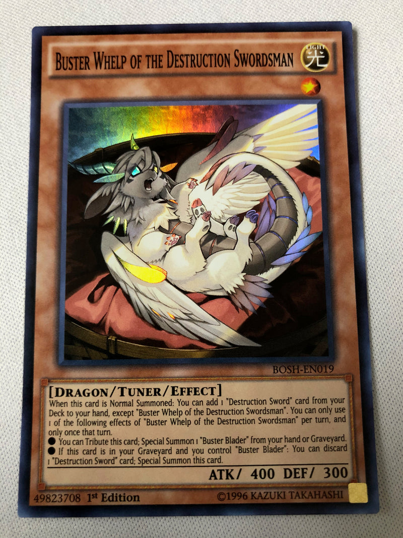 Yugioh Buster Whelp of the Destruction Swordsman BOSH-EN019 Super Rare 1st Edition NM