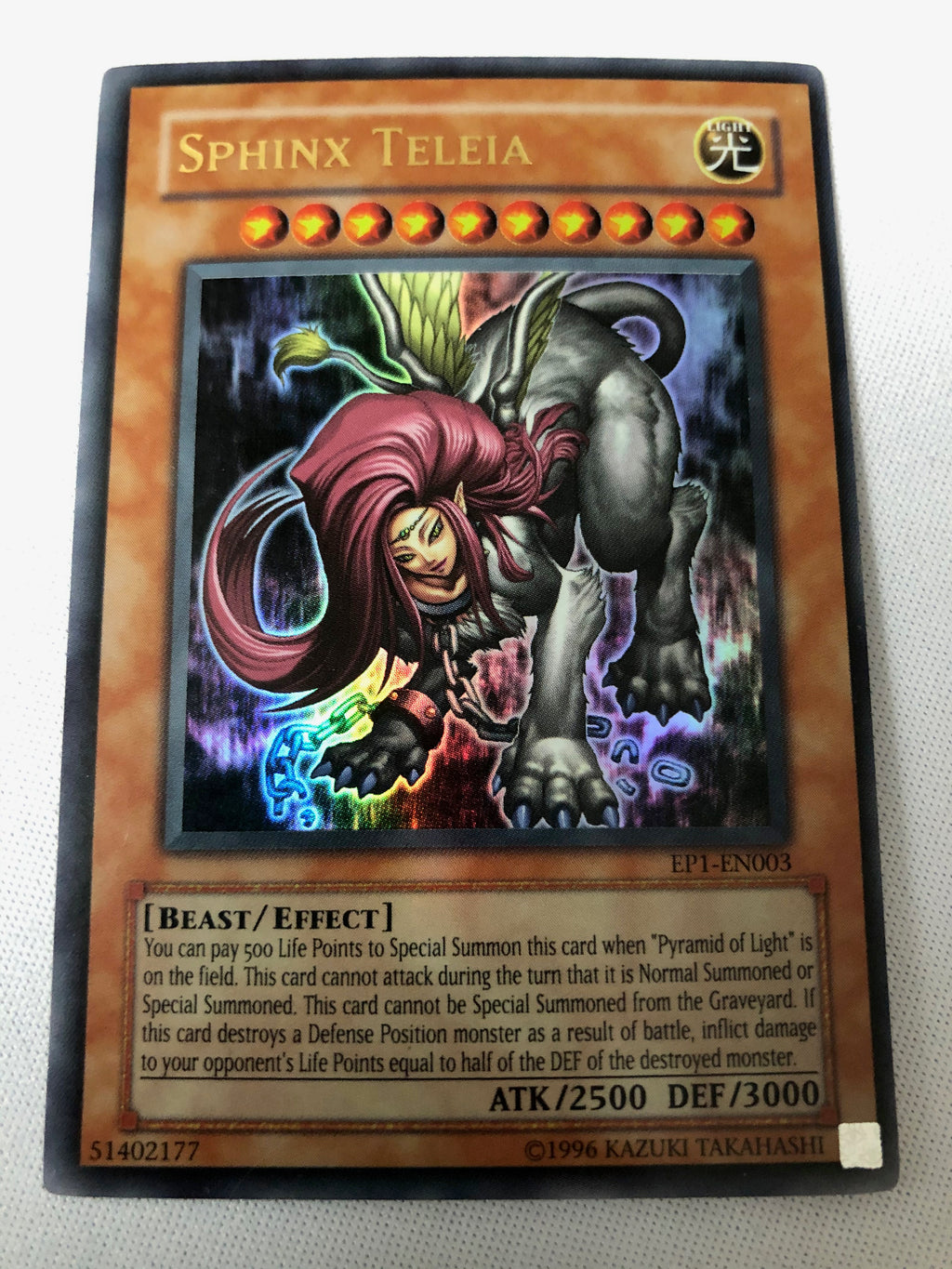 yugioh sphinx cards Theinen the Great EP1-EN001 1st Edition Ultra Rare MINT Yu Gi Oh! Card From Exclusive Pack Collection 1996 Card Name Yugioh Card Guardian Sphinx BP2-KR224