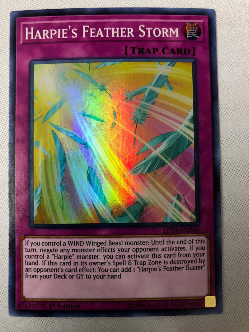 Yugioh Harpie's Feather Storm LED4-EN000 Super Rare 1st Edition Near M Yugioh Harpie's Feather Storm LED4-EN000 Super Rare 1st Edition Near M
