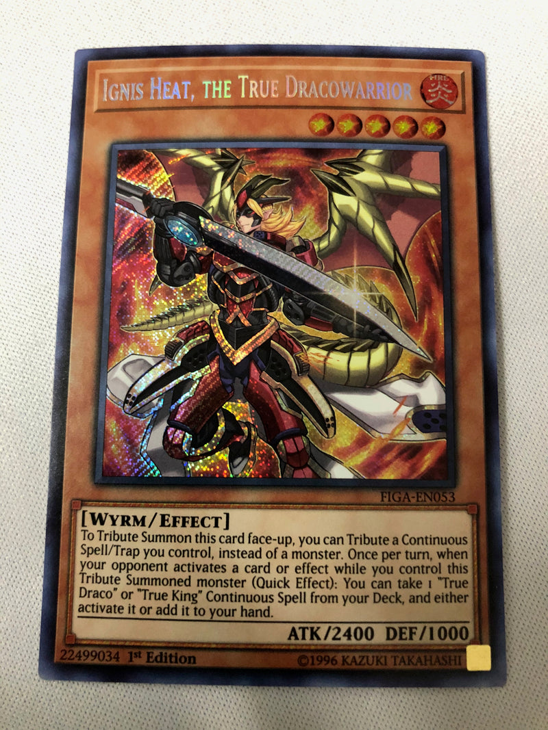 Yugioh Ignis Heat, the True Dracowarrior FIGA-EN053 Secret Rare 1st Edition NM