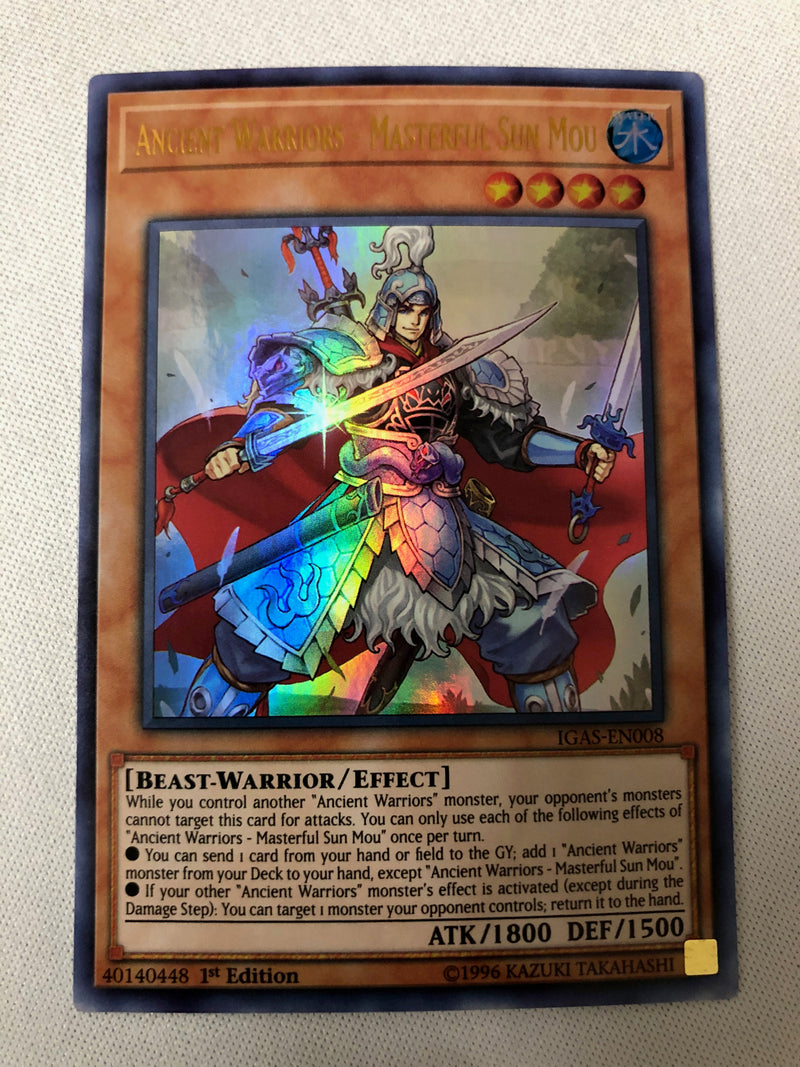 Yugioh Ancient Warriors - Masterful Sun Mou IGAS-EN008 Ultra Rare 1st Yugioh Ancient Warriors - Masterful Sun Mou IGAS-EN008 Ultra Rare 1st