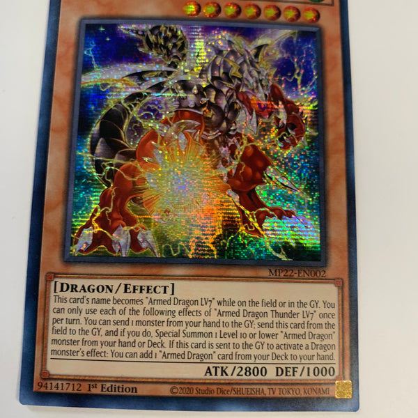 Yugioh Armed Dragon Thunder LV7 MP22-EN002 Prismatic Secret Rare 1st E