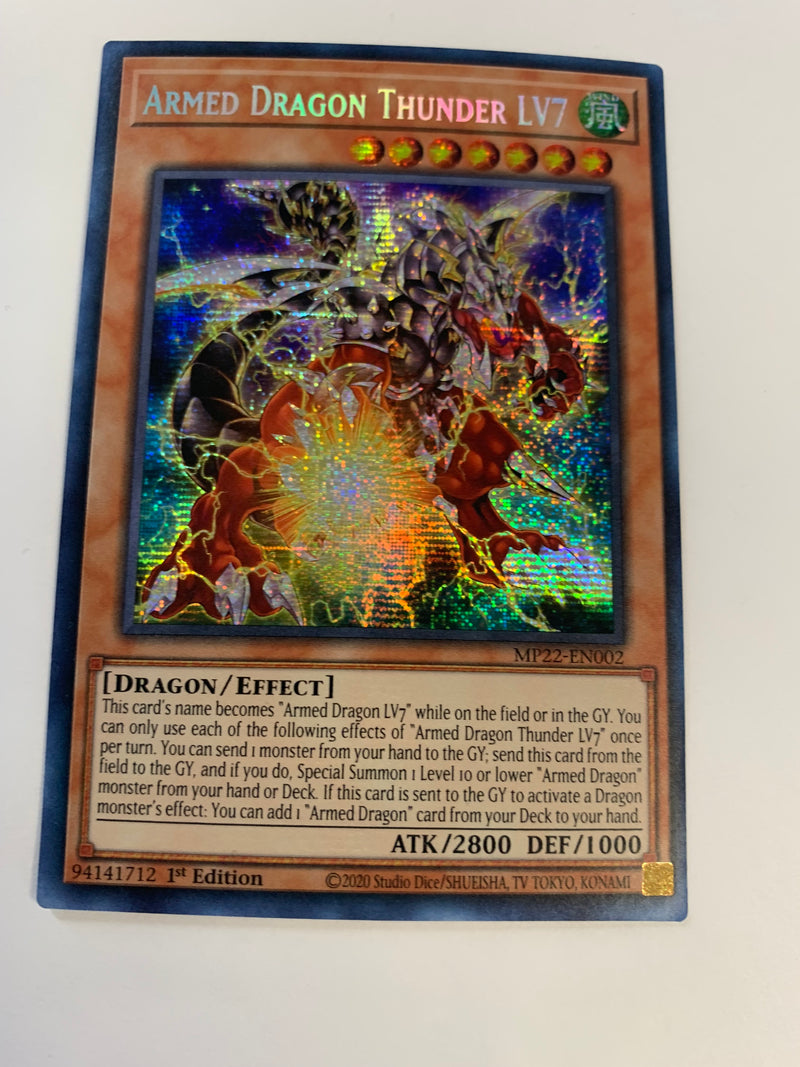 Yugioh Armed Dragon Thunder LV7 MP22-EN002 Prismatic Secret Rare 1st Edition Near Mint