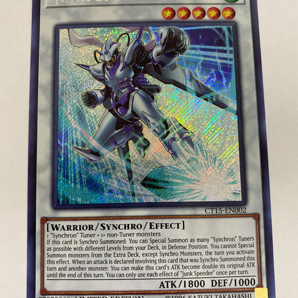 Yugioh Junk Speeder CT15-EN002 Secret Rare Limited Edition Near Mint
