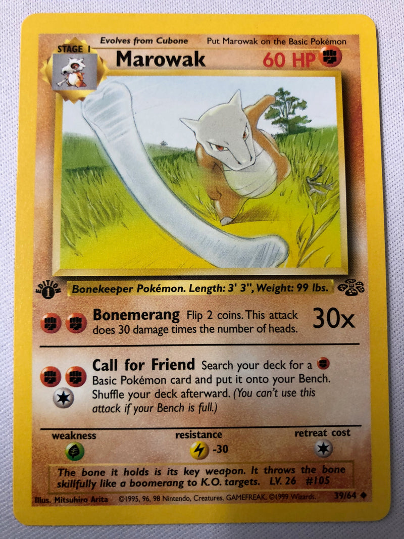 Marowak 39/64 Uncommon 1st Edition Jungle Set Pokemon Card Near Mint