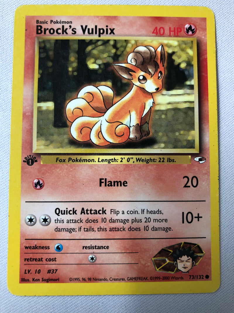Brock’s Vulpix 73/132 1st Edition Common Gym Heroes Pokemon Card NM/EX